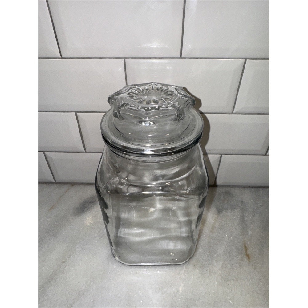 Large‎ Vintage Anchor Hocking Glass Apothecary Jar Air Tight SealGW993